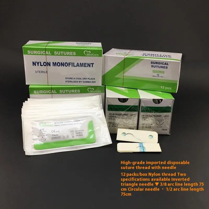 1/2/3PCS Nylon Monofilament Thread Suture 4.0 Dental Surgical Needle Suture Practice 4/0 Non-injured Teaching Study Demo