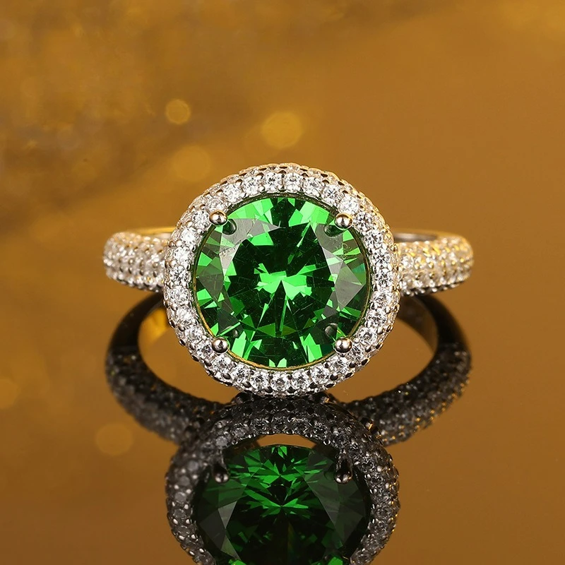 

Принцесса Ветер PT950 Платиновый набор искусственных драгоценных камней с изумрудным кольцом Ювелирные изделия ручной работы с бриллиантами