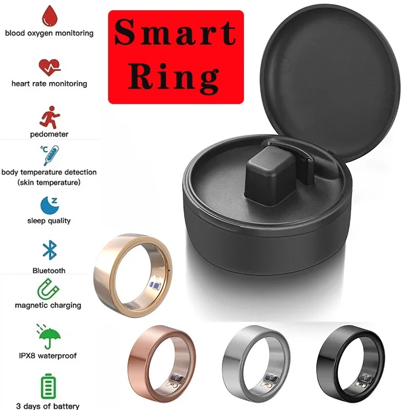 Smart Rings it can measure heart rate and blood oxygen,monitor sleep,calorie count every day,pressure test finger,IP68 bracelet