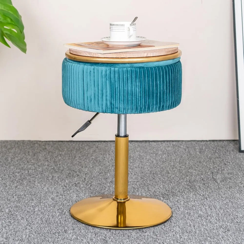 

Makeup chair in the dressing room, round storage footstool with adjustable height, suitable for living room and bedroom