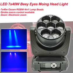 Iluminação de palco profissional, cabeça móvel, lava os olhos, 7x40w, rgbw, 4 em 1, alta potência, dj, palco, luz para festa de natal