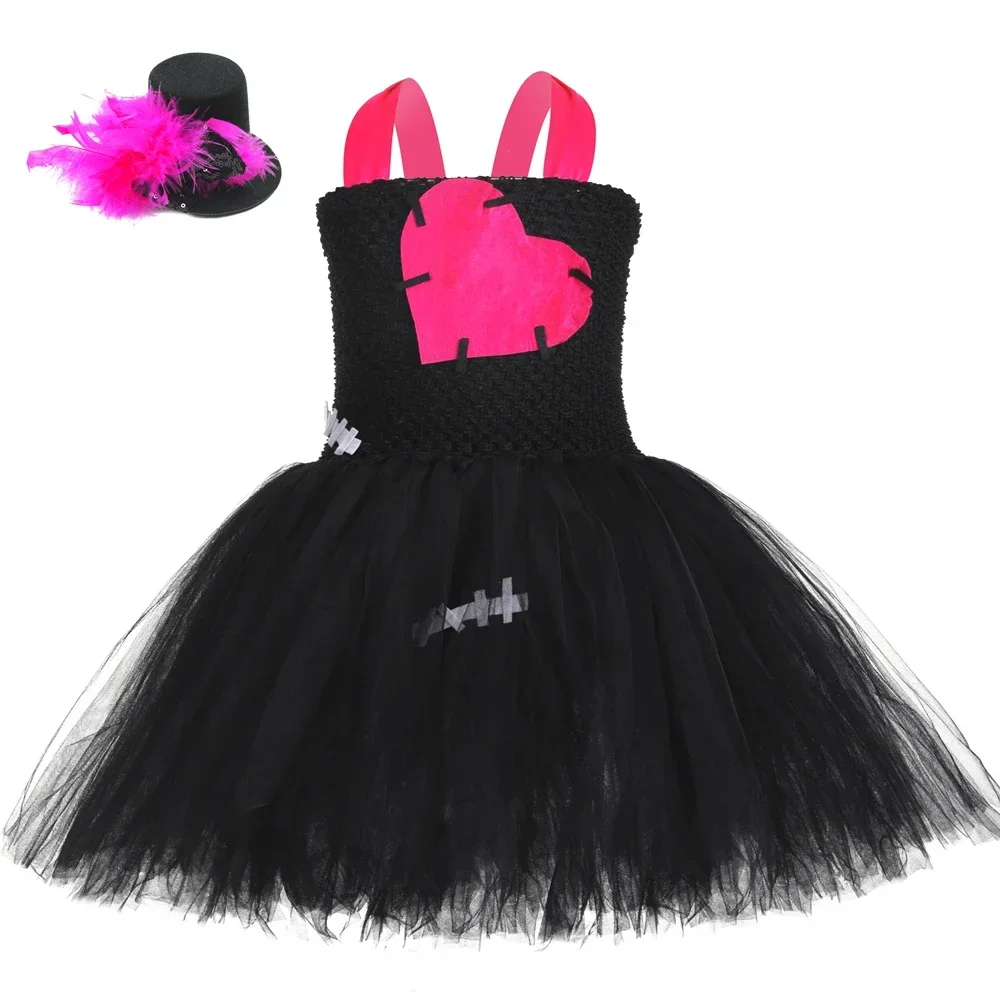 

Creepy Broken Doll Costume for Girls Halloween Horror Monster Zombie Tulle Tutu Dress Black Toddler Carnival Party Dress Up