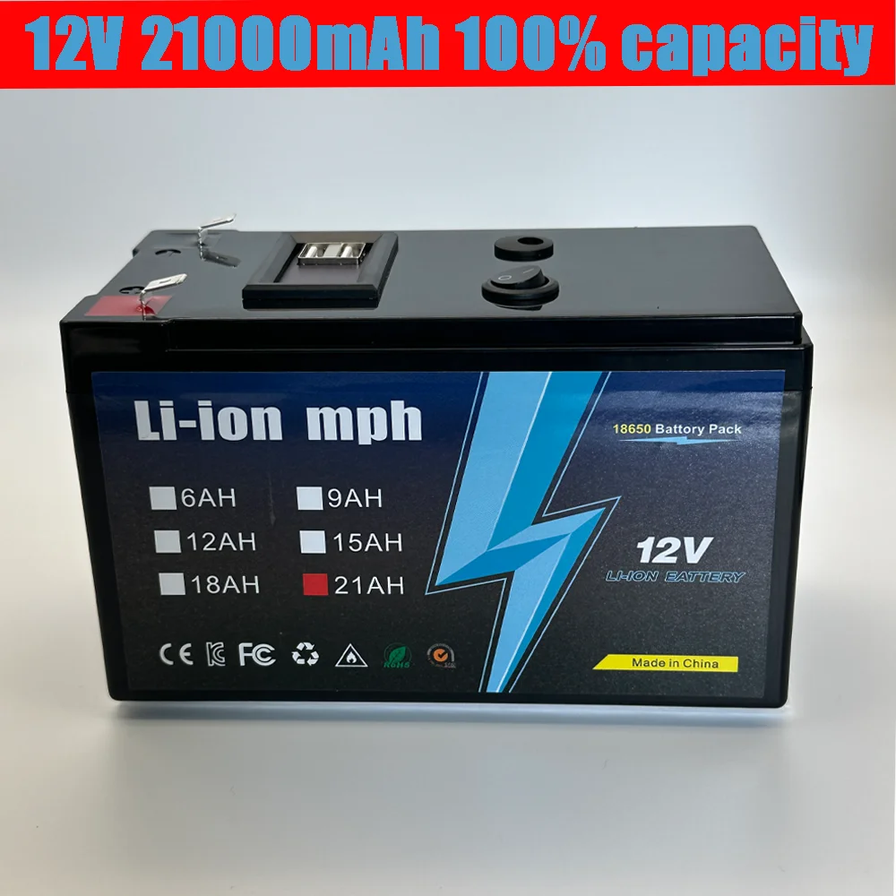 

12V 21Ah LiFeP04 Battery Deep Cycle Lithium Battery 30A BMS 6000+ Cycles Perfect for Solar Fish Finder Power Wheel Boat Home RV