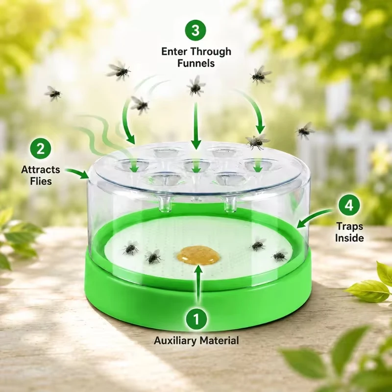 Reusable Fly Trap High Effective Insect Catcher Safe Fruit Fly Trapper Home Kitchen Restaurant Farm Indoor Outdoor Pest Control