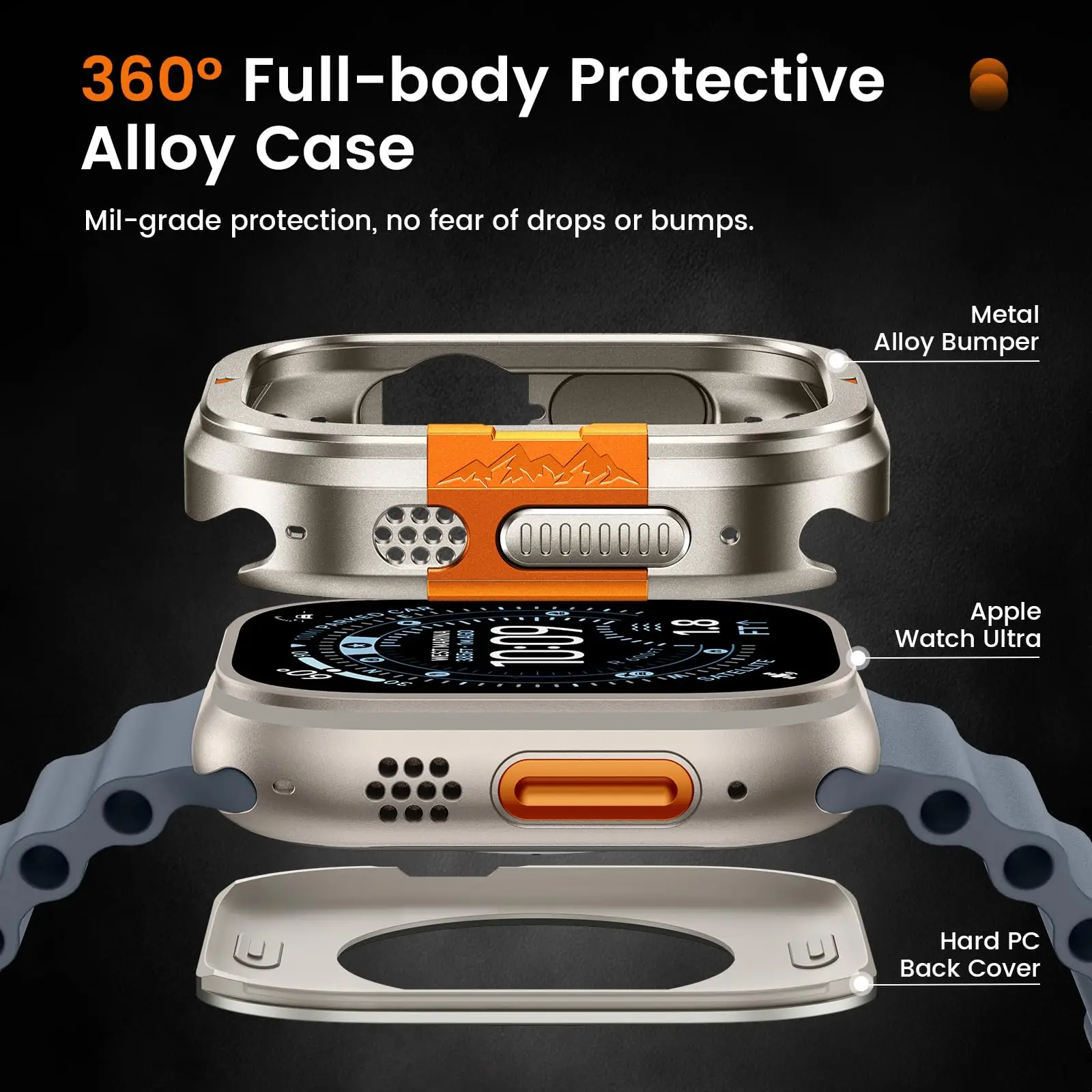 Metal Case+Tempered Glass Film for Apple Watch Ultra 3 49mm Screen Protector Bumper Hard PC Back Cover for IWatch Ultra 2 1 49mm