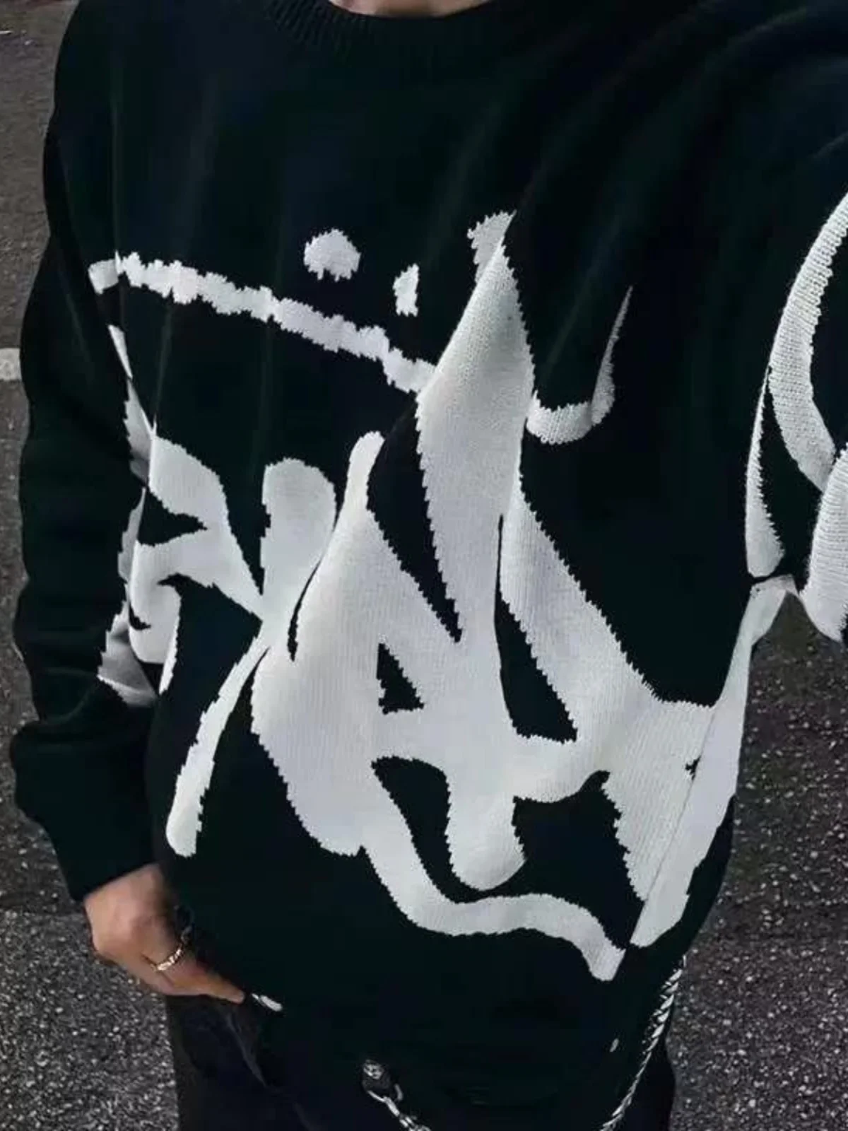 

Korean Sle round Ne Letter Logo Color Sweater Comfortable Knitted Long Sve Loose Fit Autumn Winter Women's Sweater