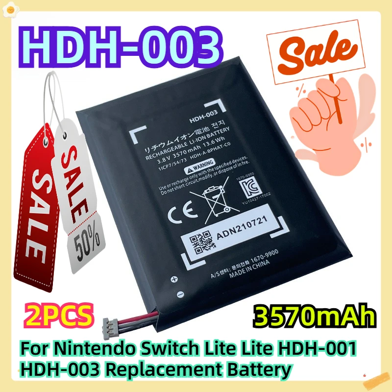 

For Nintendo Switch Lite Lite HDH-001 HDH-003 Replacement Battery 2pcs