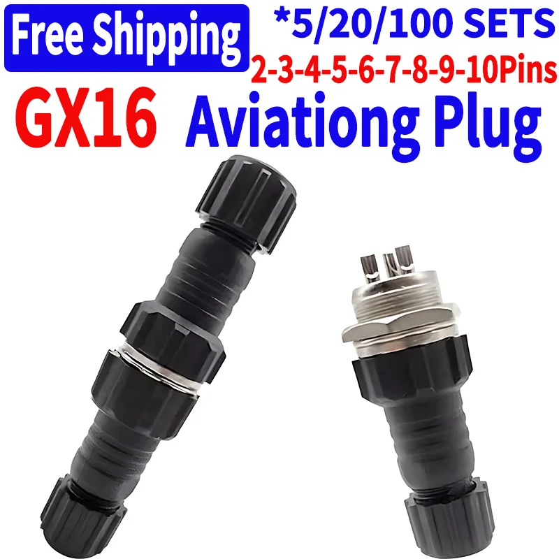 

5/20Sets GX16 M16 QL16 Aviation Connector Waterproof Docking Back Nut Male&Female Plug&Socket 2/3/4/5/6/7/8/9/10pin Sensor Joint