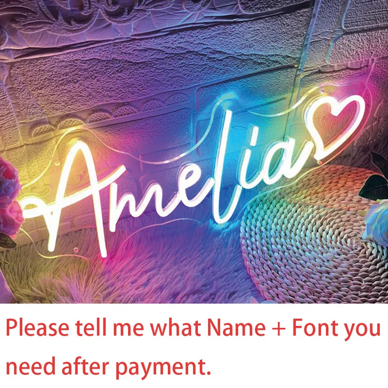 خاص مخصص RGB النيون تسجيل اسم تصميم حفلة عيد ميلاد غرفة ديكور غرفة نوم بار متجر ضوء النيون Led تسجيل هدايا شخصية