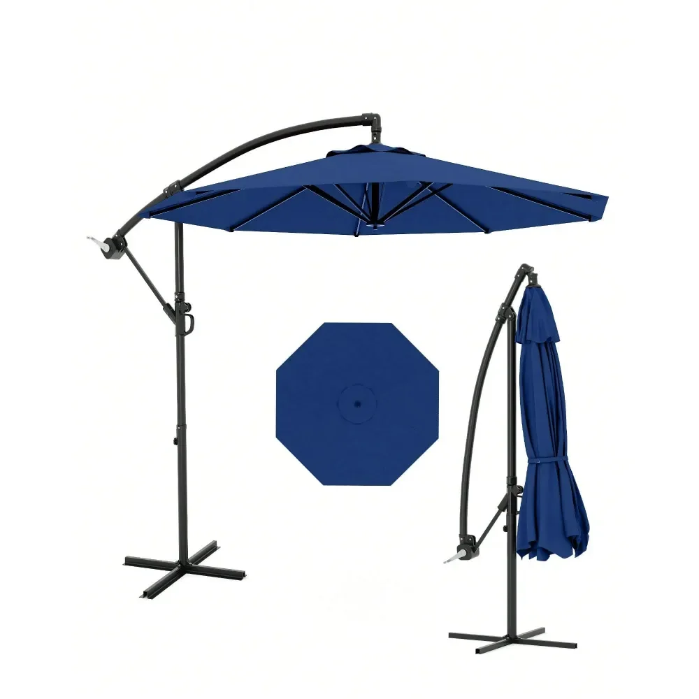

10FT Offset Patio Umbrella,Hanging Cantilever Umbrella Outdoor Sun Shade With Easy Tilt Adjustment,8 Ribs,UV Protection,Offset