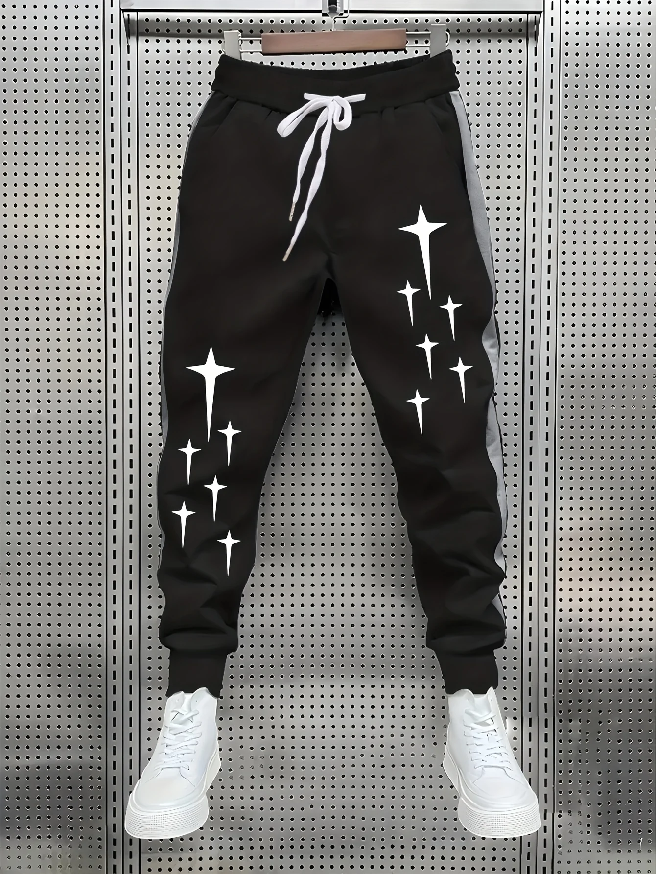 

Men's Geometric Printed Casual Sports Pants - Elastic Drawstring Waist, Fitness Pants, Suitable for Daily Casual Wear