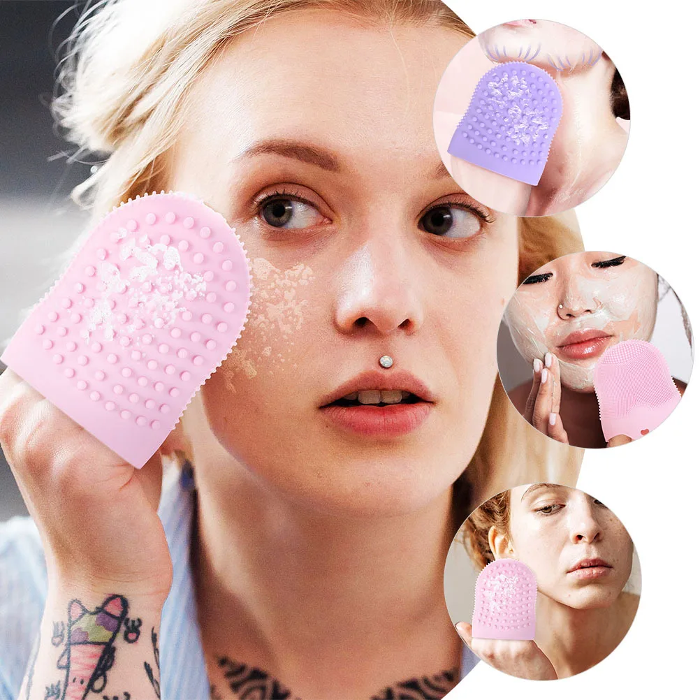 2 قطعة فرشاة تنظيف الوجه سيليكون فرشاة العناية بالبشرة قفاز شكل لينة الوجه الغسيل التطهير العميق مقشر السفر المحمولة #1