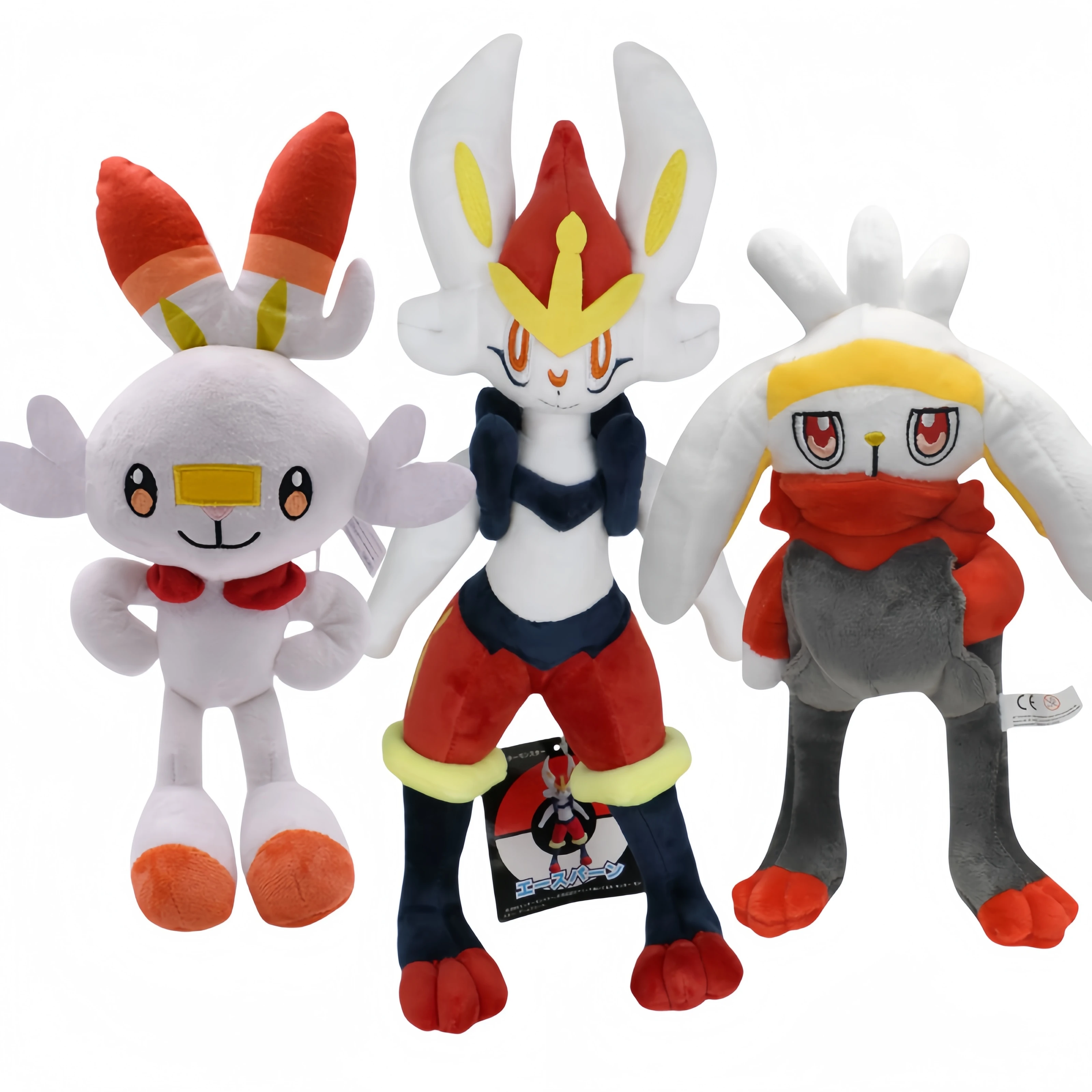 New Pikachu Pokémon Sword and Shield Cinderace Plush Toys Scorbunny Evolution Raboot Stuffed Doll Kawaii Rabbit Xmas Kid Gift