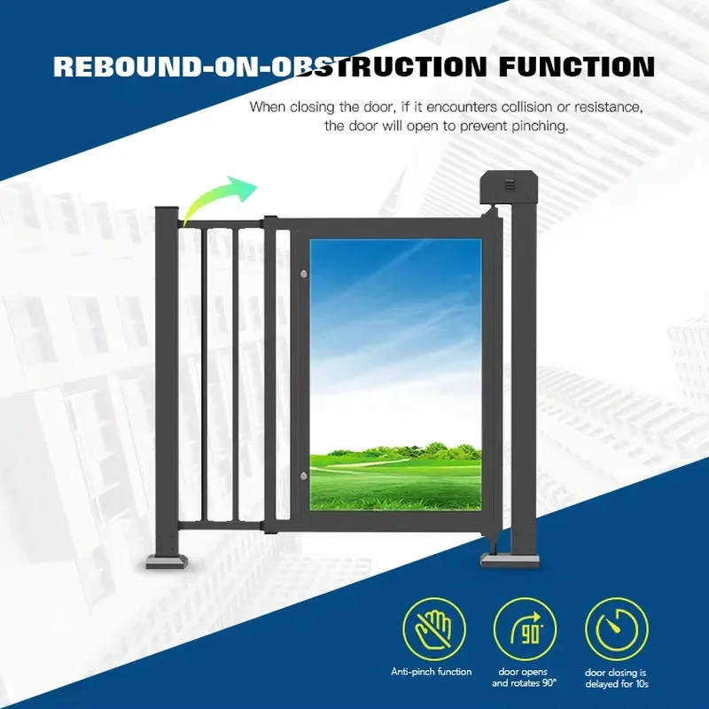 HCW Rotating Advertising Swing Gate Manual Range Adjustment Widened Walkway Turnstiles Access Control Swinging Door Brushless
