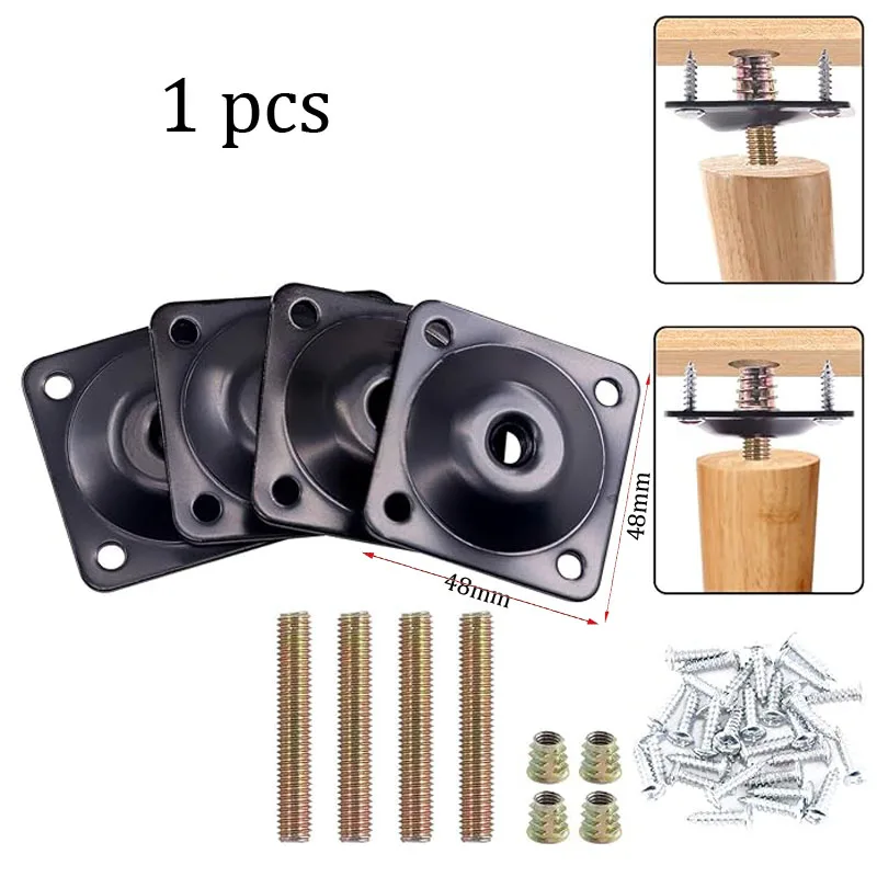 1pcs Leg Mounting Plates Furniture Leg Plates Grade Flat Mounting T-Plates Hanger Bolts Screws Strengthen Furniture Couch Seat