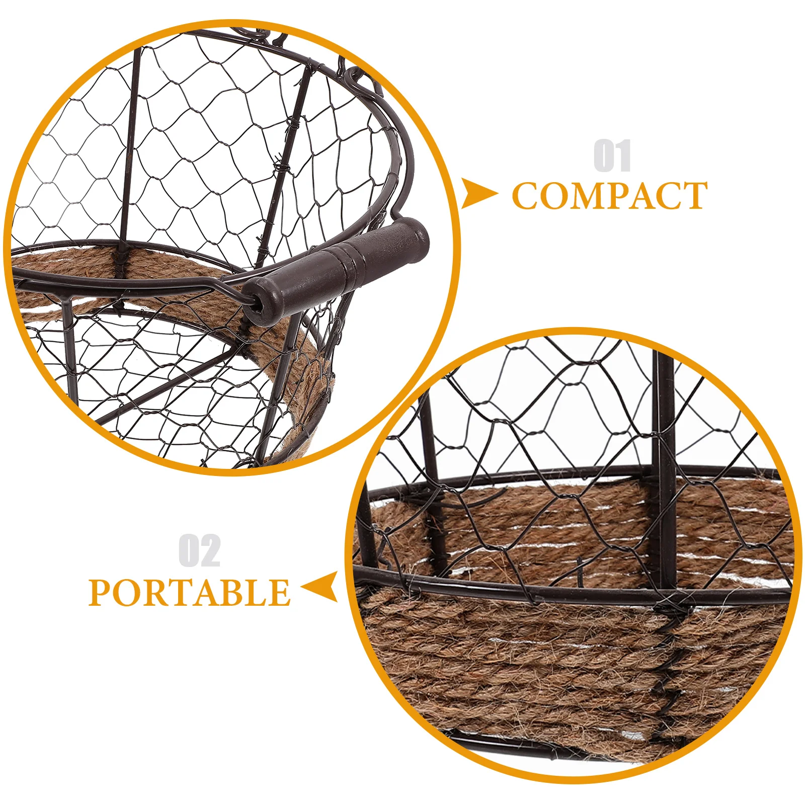 

1pcs Iron Wire Storage Basket Retro Decorative Woven Bread Holder Metal Fruit Vegetable Container Desk Organizer Home Storage
