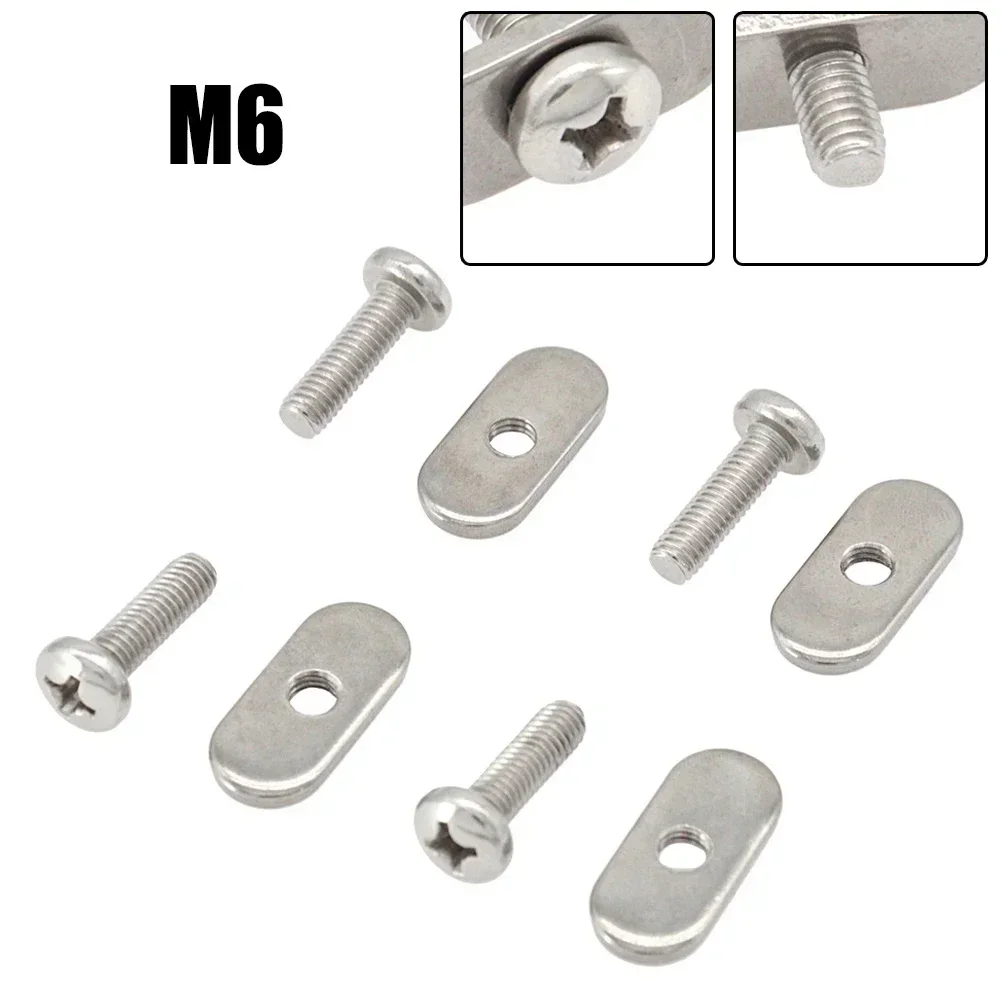 4Pcs Stainless Steel Kayak M6 Screws & Nuts Rail Track Mount Tie Down Eyelet Screw Slot Fastener Bolts Jig Kayaking Accessories