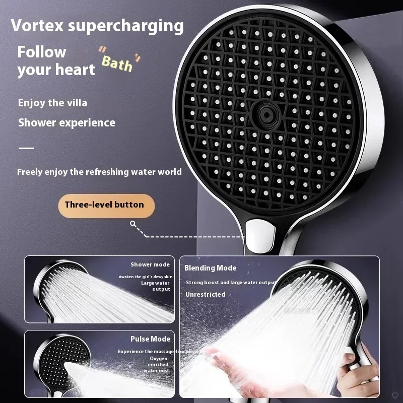 15cm Large Panel Pressurized Shower Head - Filtered, Super Strong Pressure & Large Water Output