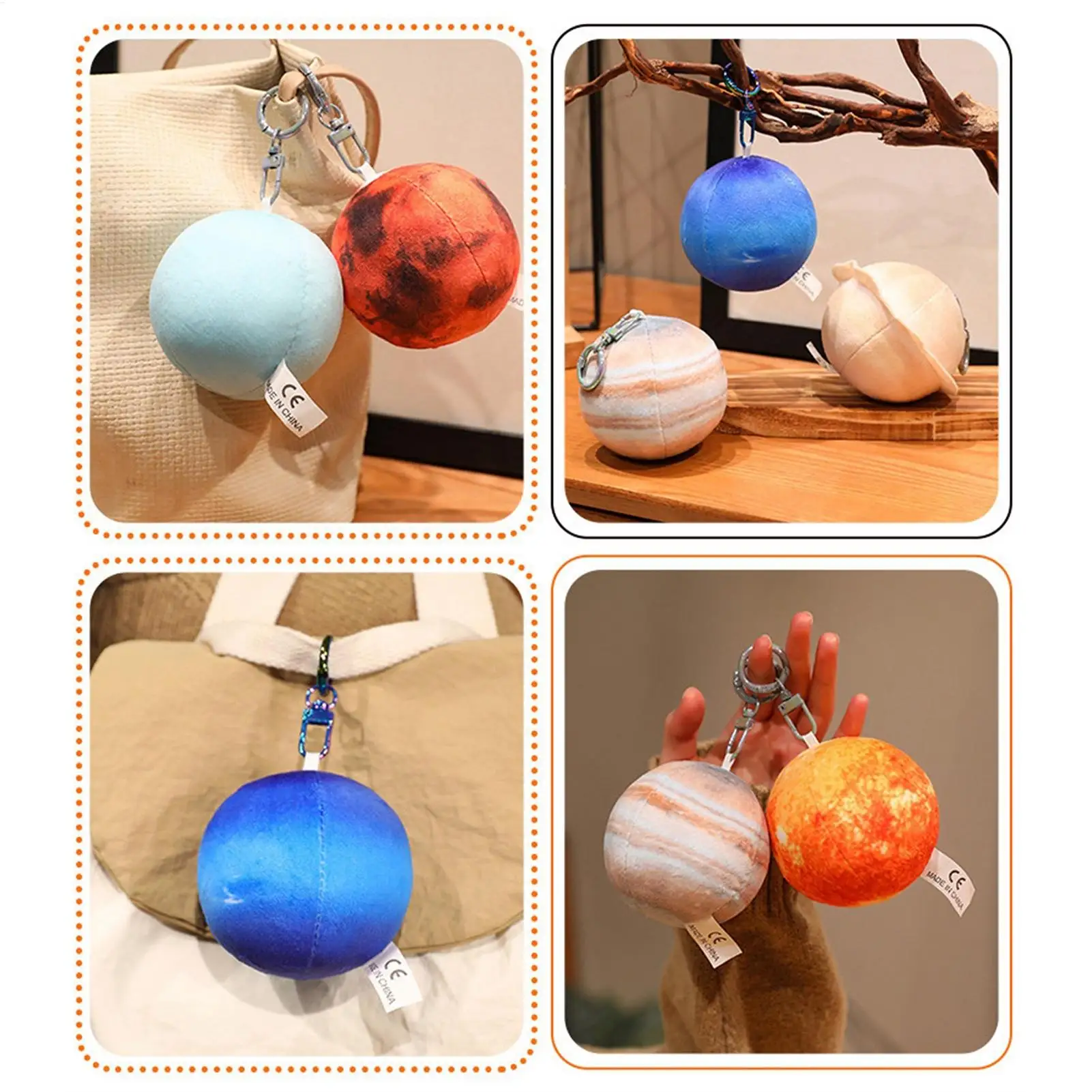 النظام الشمسي حلية 2.95 بوصة محشوة النظام الشمسي قلادة أفخم كوكب الحلي لحقيبة اليد محفظة نسائية للعملات المعدنية محفظة المجوهرات #5