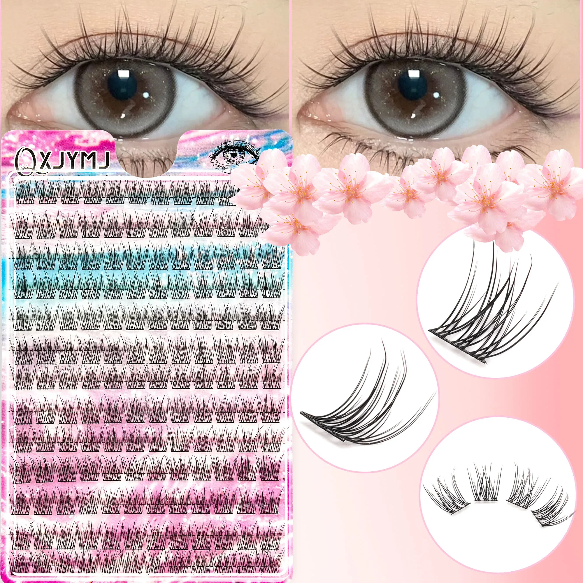 DIY Mixed Length Faux Mink Individual Eyelashes Large Pack Reusable False Lashes for Women Home Makeup Cluster Application