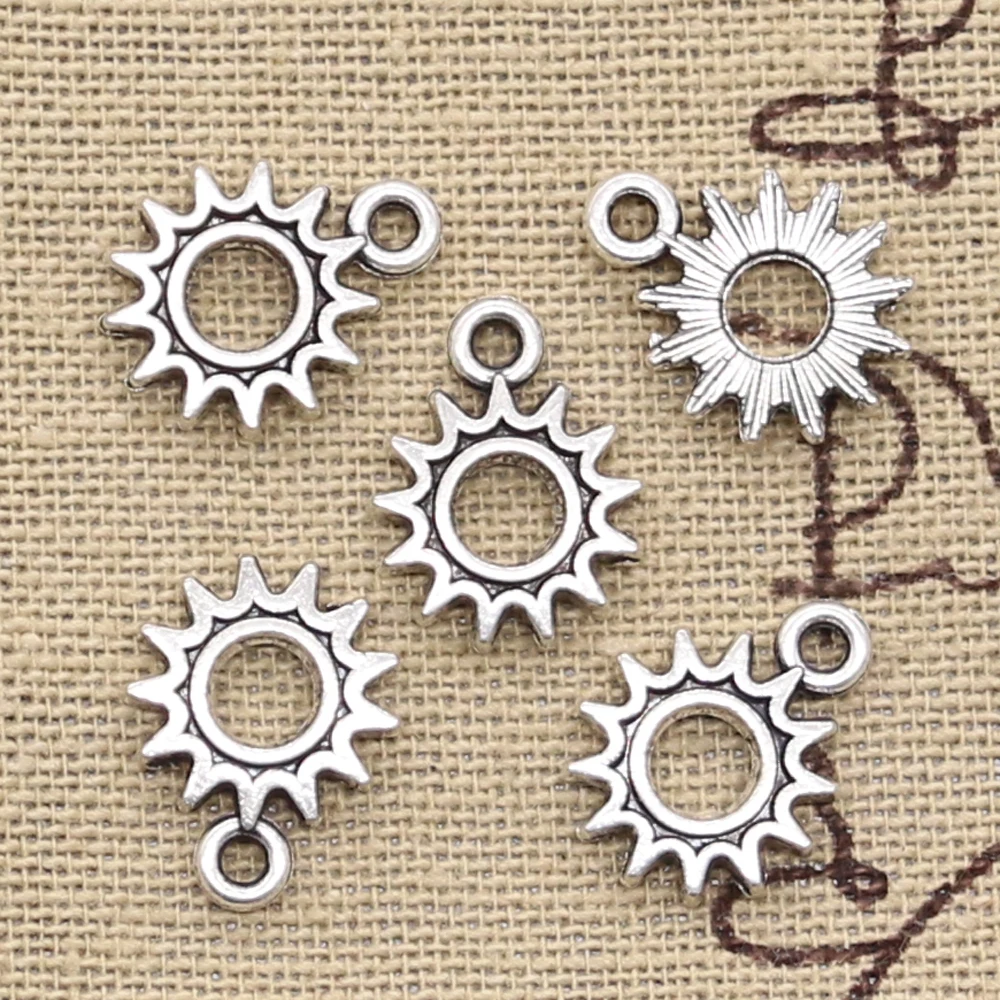 40pcs Charms Sun Steampunk Gear 12x15mm Antique Silver Color Pendants DIYCrafts Making Findings Handmade Tibetan Jewelry