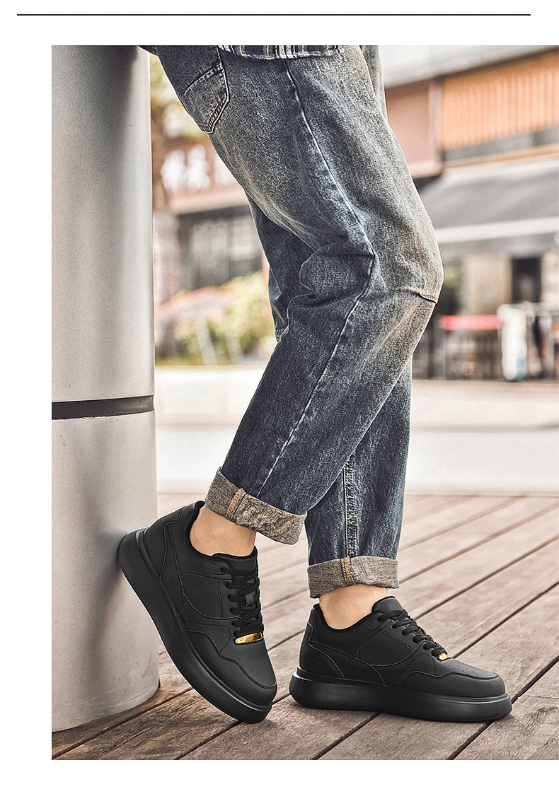 Herren-Skate-Schuhe aus Kunstleder mit Schnürung, versteckter Erhöhung der Höhe um 6/8/10 cm, rutschfester Plattform, für den Alltag und zum Gehen. – Detail 25