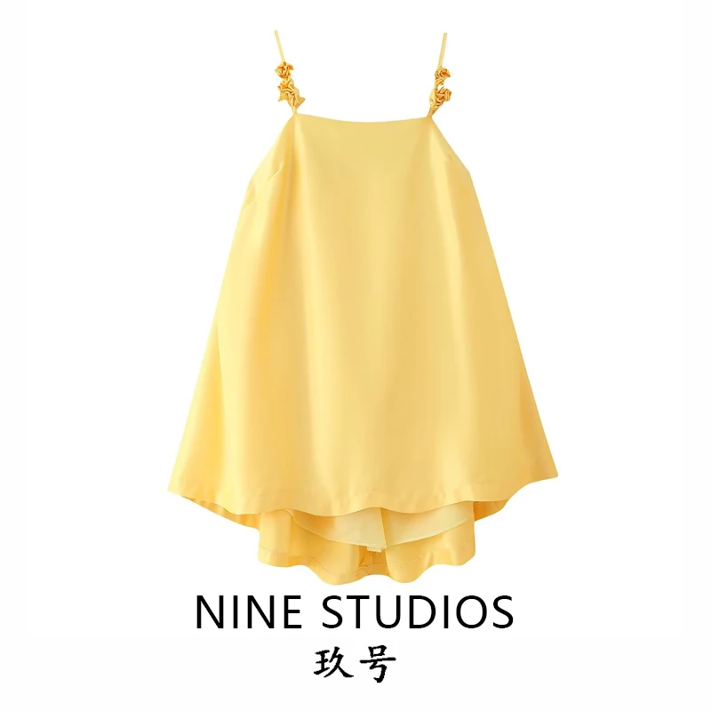 Ele High Waist ort Strapl Dr z trójwymiarową kwiatową dekoracją Casual Color Casual Aosphere Women's Dr