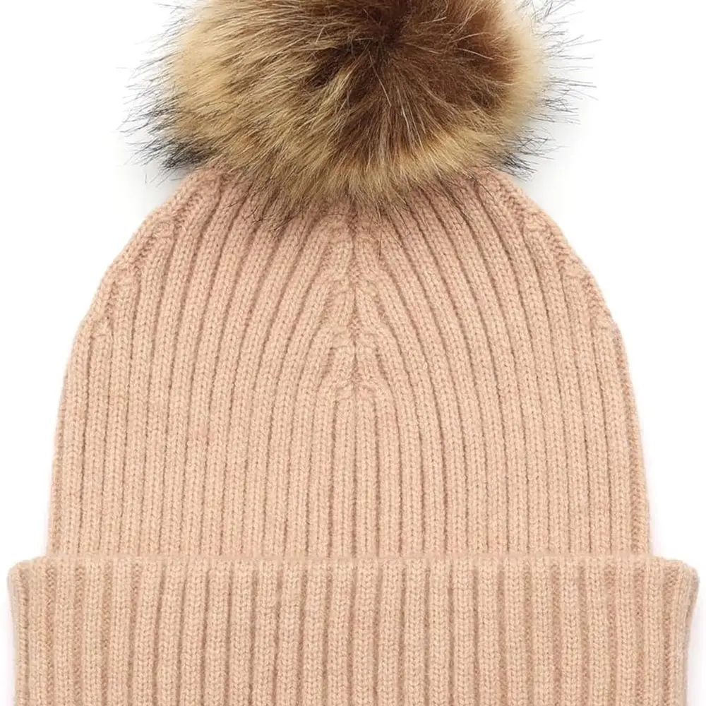 طقم وشاح نسائي منسوج وقبعة بوم - علبة هدية