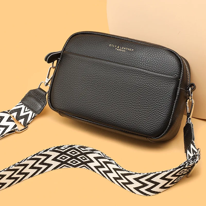 

Genuine Leather Women's Crossbody Luxury Branded Soft Cowhide Shoulder Bag Simple Crossbody Purse Wallet Fashion Girls Tote Bag