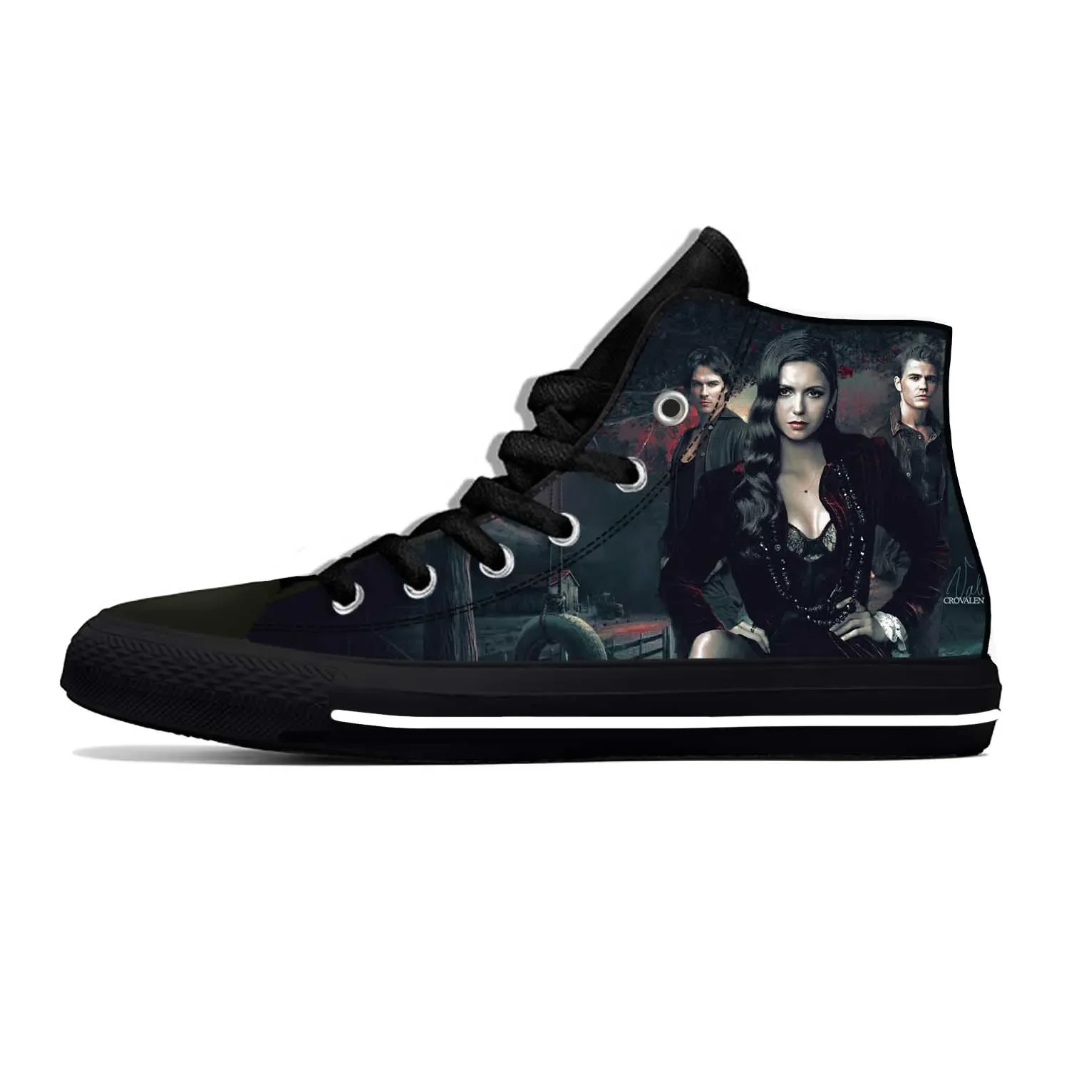 Anime Cartoon The Vampire Diaries Damon Salvatore Casual Cloth Shoes High Top Lightweight Breathable 3D Print Men Women Sneakers