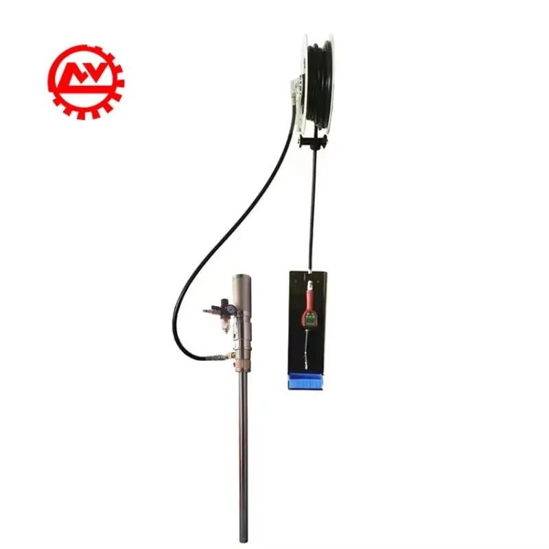 New Wall Mount Pneumatic 200L Barrel Lubricating Dosing Transfer High Pressure Air Operated Drum Oil Pump With Hose Reel