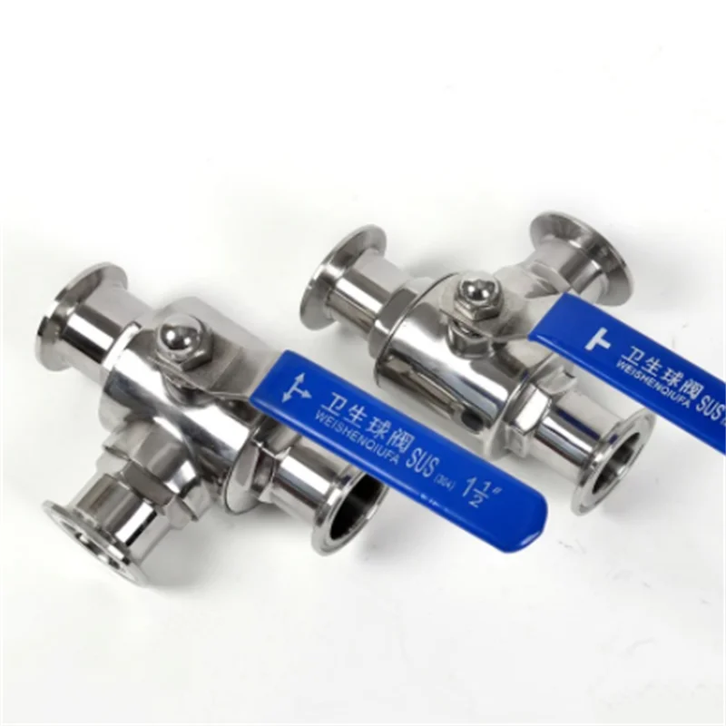 

Food Grade Tri Clamp 1.5" 2" 2.5" Ferrule O/D 50.5/64/77.5mm L/T Port 304 Stainless Steel 3 Way Ball Valve Homebrew Diary