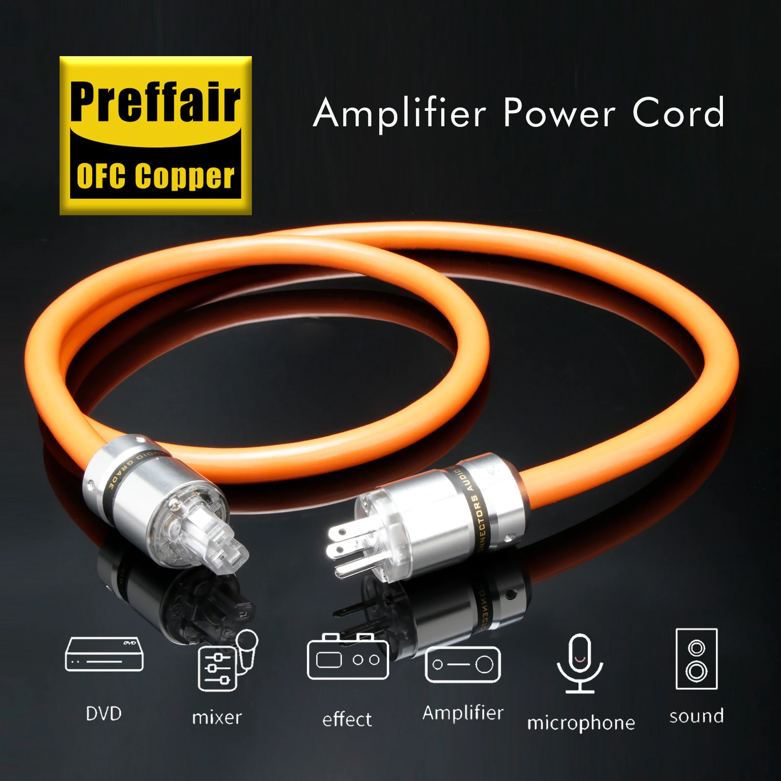 Preffair (LINN K800 Style) HI-End D505 OFC النحاس النقي الاتحاد الأوروبي/الولايات المتحدة/الاتحاد الأفريقي/المملكة المتحدة موصل الطاقة Schuko سلك الطاقة لـ AMP/DAC/الخلاط/CD/DVD