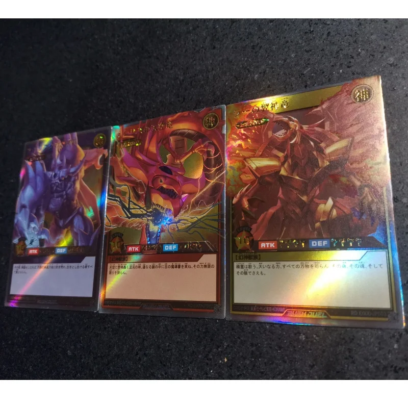 3Pcs/Set Yu Gi Oh Cards Egyptian God RD-DRR The Winged Dragon of Ra Anime Game Collection DIY Color Flash Card Off Screen Series