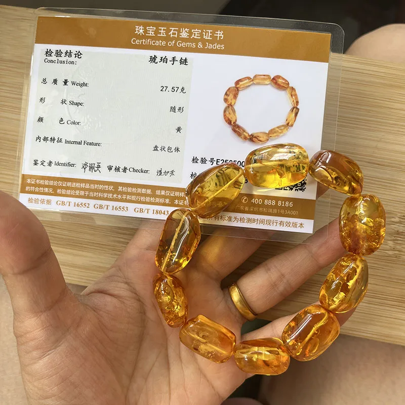 100% Genuine Floral Amber Bracelet for Women Real Flower Irregular Beads Factory Unique Natural Stone Jewelry Gift Wholesale