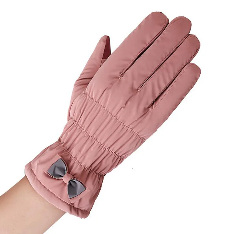 

Новые женские зимние спортивные теплые ветрозащитные перчатки с мультяшным медведем и сенсорным экраном, модные женские плюшевые перчатки с галстуком-бабочкой, варежки 17B