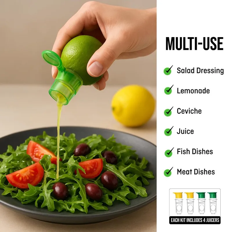 

ABUI-Manual For Lemon Squeezer Screw-Top, 4PCS Citrus Juicer With Filter, Portable For Lemon, Orange For Cocktails, Cooking