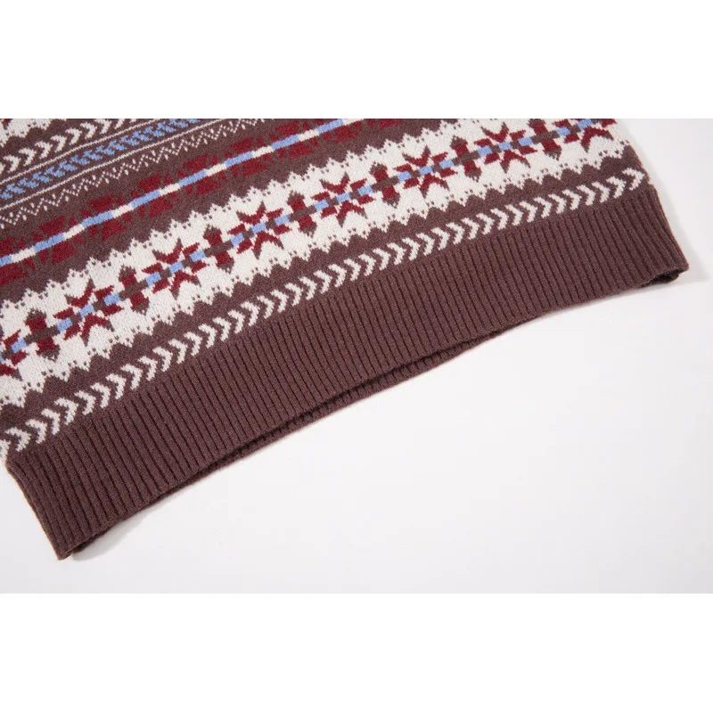 W2EJOURNEY Luxury Quality EU US Size Men Sweater Outdoor Autumn Winter Vintage Ethnic College Geometric Striped Jacquard Sweater