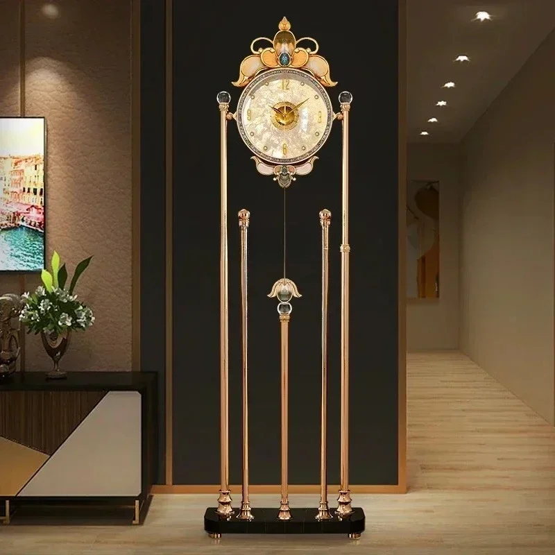 XX-SS  Light Luxury High-end Household Living Room Floor Clock European High-end Atmospheric Pendulum, Large Clock