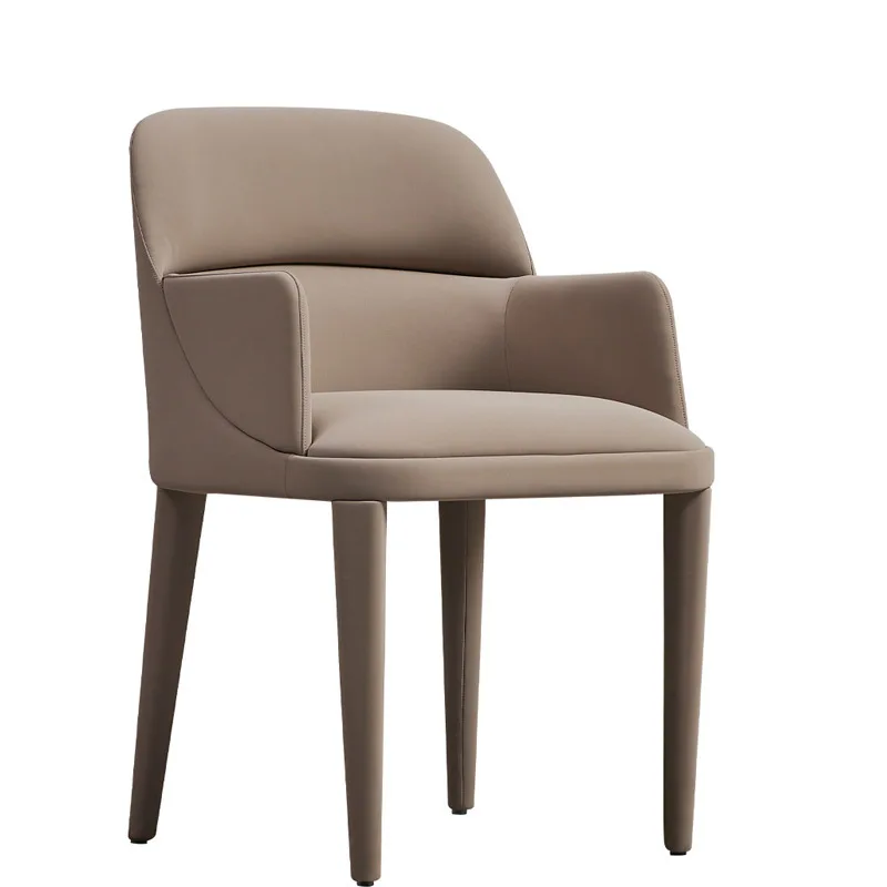 

Nordic leather dining chair light luxury household stool Italian minimalist designer restaurant chair backrest soft bag study ch