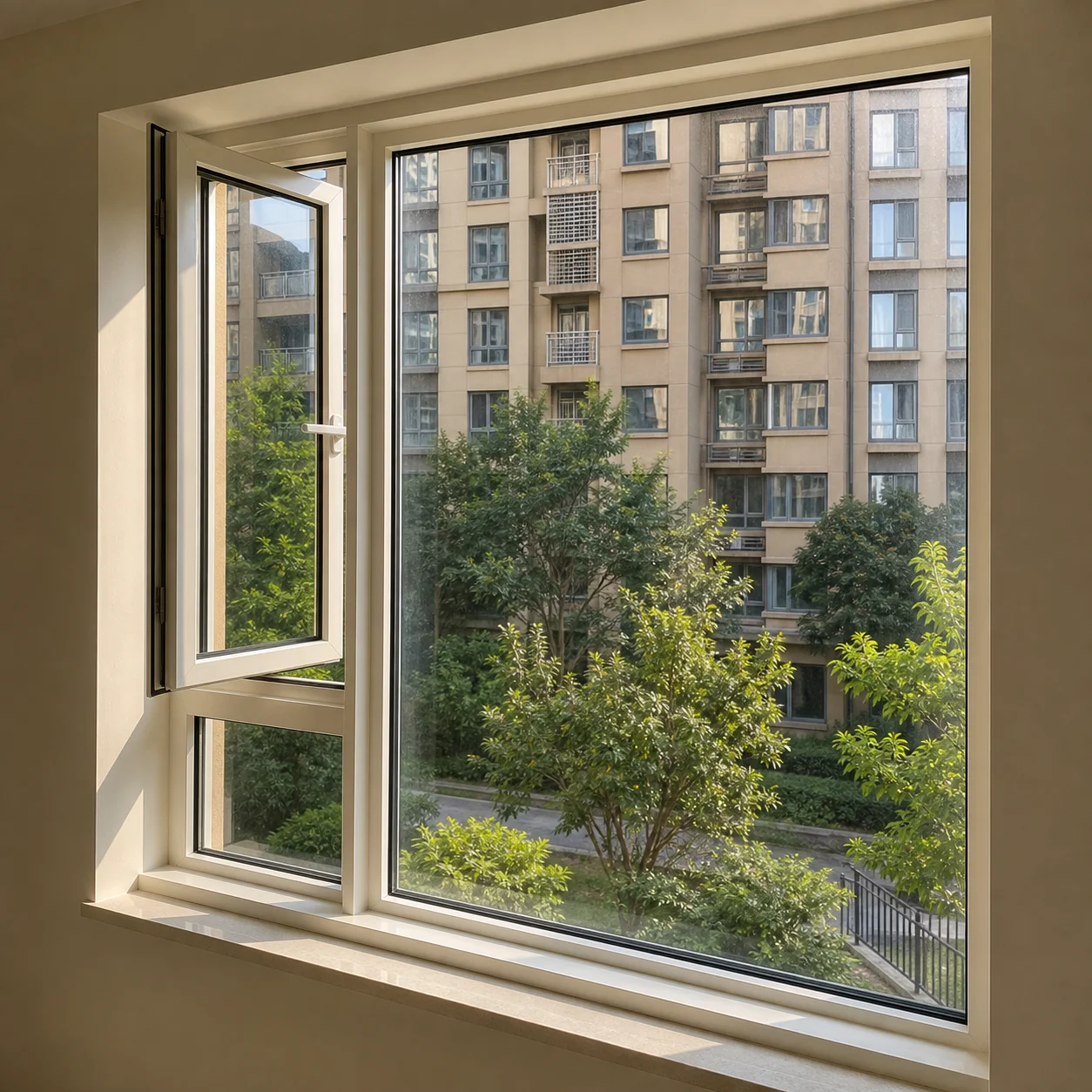 Villa Apartment Noise Reduction Hinged Window Excellent Workmanship Manual Casement Windows Hot Sell Aluminum Glass Windows