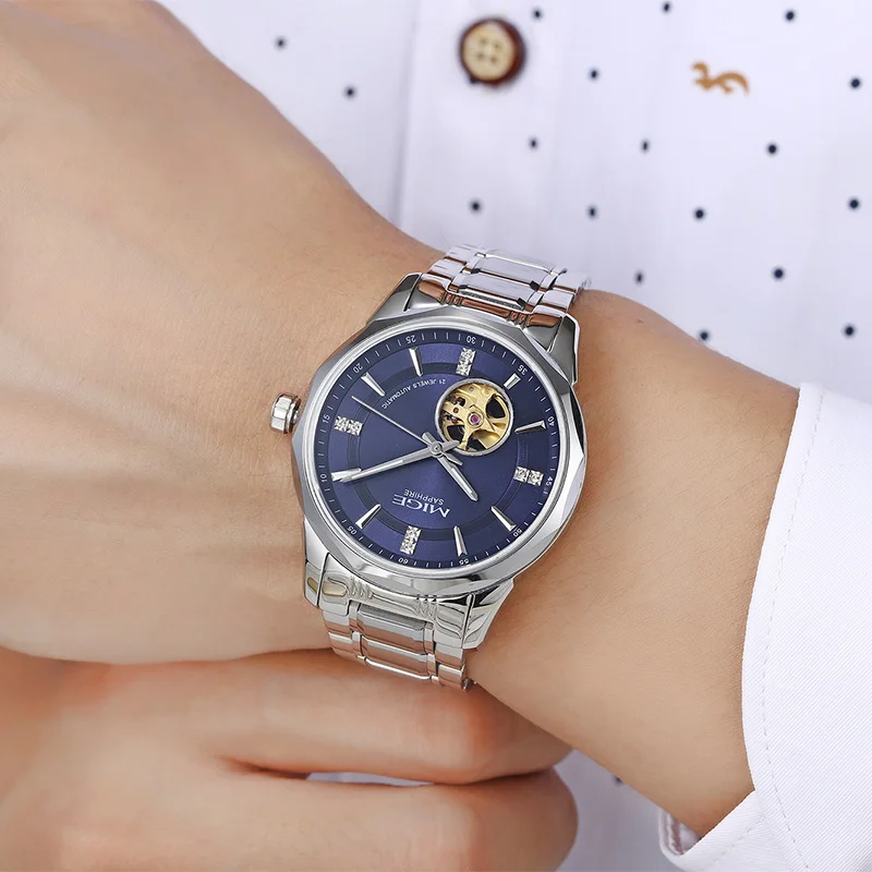 MIGE Original MIYOTA Women's Watches Mechanical Automatic Watch Waterproof Luxury Luminous Skeleton Wristwatch Stainless Steel