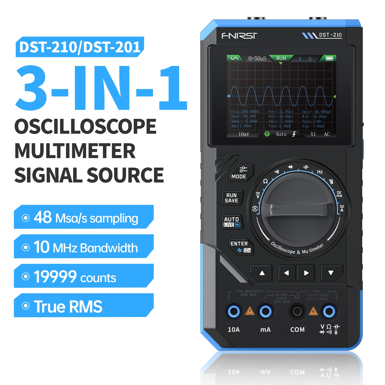 FNIRSI DST210 Three in One Four and a Half Bit Precision Digital Multimeter 10M Bandwidth Oscilloscope Signal Generator