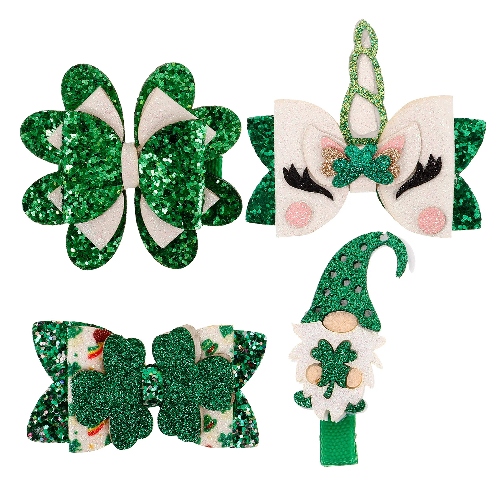 

4Pcs Clover Hair Clips for Girls Small Cute Hair Accessories Long-Lasting Fade-Resistant Lightweight Firm Hold Party Wedding