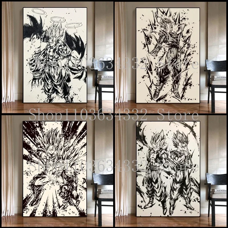 

Anime Dragon Ball Characters Ink Painting on Canvas Posters and Prints Wall Art Paintings for Home Living Room Children's Gifts