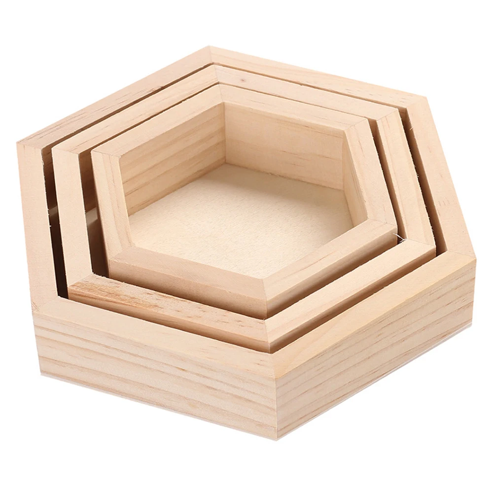 

Wood Bracelet Storage Decor Plate Hexagon Display Organizer Necklace Dish Tray Dresser Ornament for Earring Ring Jewelry -Size