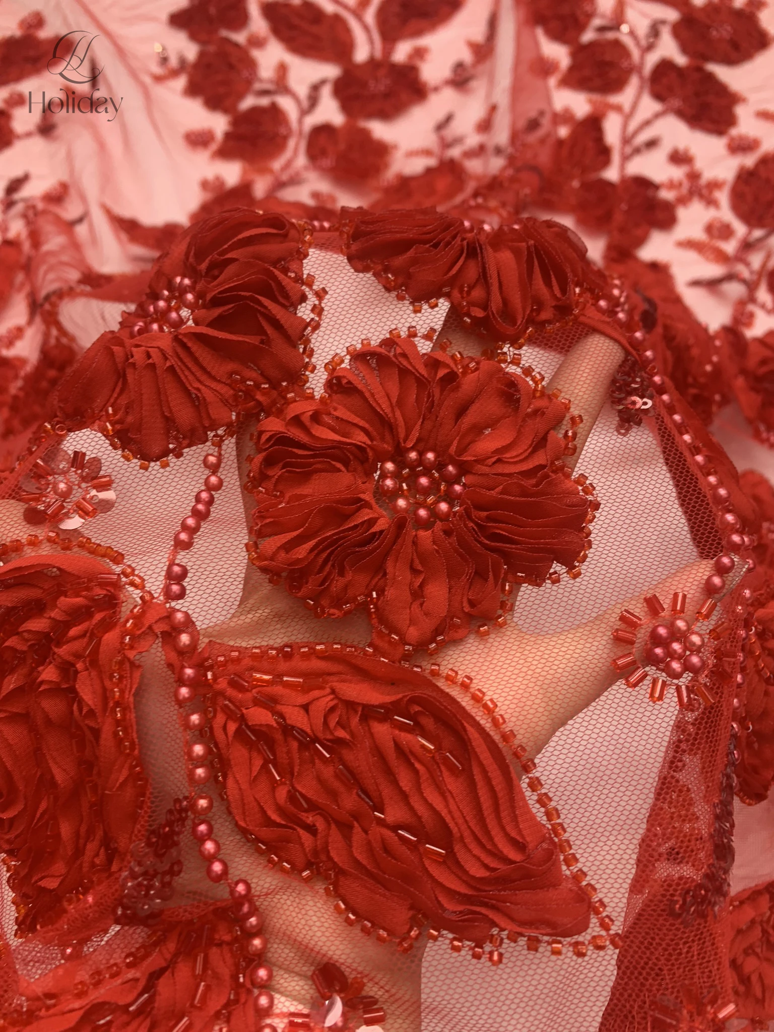 Hot Sale Unique Design Africa High Quality Handmade Beautiful 3D Embroidery Beads With Sequins For Wedding or Party Dress