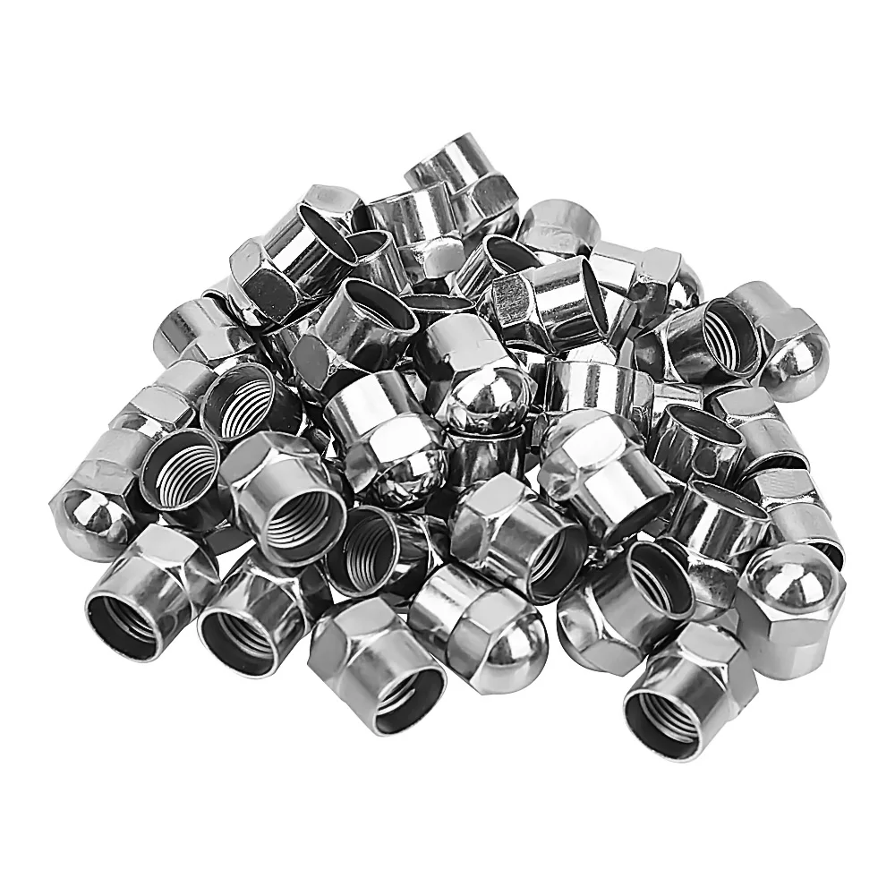 Car Wheel Tire Valve Stem Cap Chrome Plated Round Head Plastic Tire Accessories Airtight Cover 100Pcs Car Tyre Air Pressure Caps