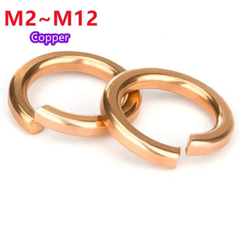 GB93 Brass Spring Washer M2 M2.5 M3 M4 M5 M6 M8 M10 M12 Split Spring Washer Locking Elastic Gasket Open Type Bullet Cushion