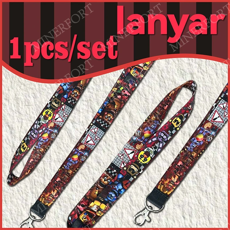 Cordón FNAF con Personajes Animados para Llaves, Tarjetas de Identificación, Tarjetas Bancarias, Porta Credenciales, Porta Teléfono, Llavero, para Fiestas de Cumpleaños y Baby Shower